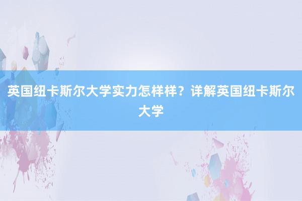 英国纽卡斯尔大学实力怎样样？详解英国纽卡斯尔大学